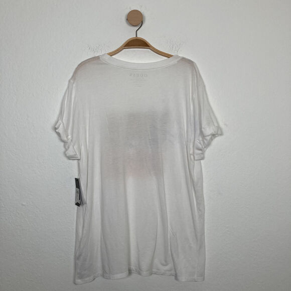 NEW GUESS WOMEN'S WHITE BEADED SHORT SLEEVE ROUND NECK PULLOVER T-SHIRT SIZE XL - Picture 4 of 13